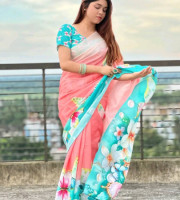 (code-317) ডিজিটাল প্রিন্টেড সফট সিল্ক শাড়ি