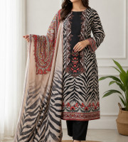 ES-006 এসি কটন থ্রী পিস (Beige Black)