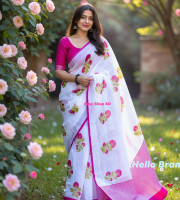 ES-124 ডিজিটাল প্রিন্টেড সফট সিল্ক শাড়ি