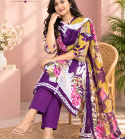 (ES-09) Purple & Mustard Yellow Floral Print Three-Piece